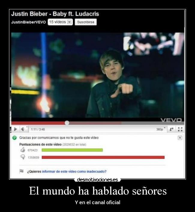 El mundo ha hablado señores - Y en el canal oficial