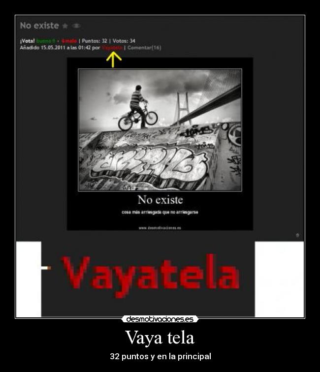 Vaya tela - 32 puntos y en la principal