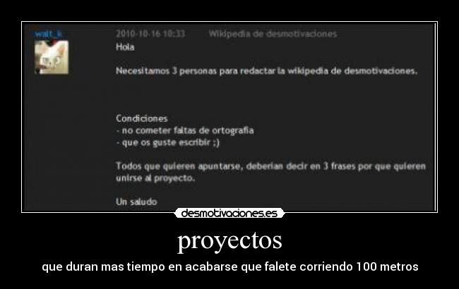 proyectos - que duran mas tiempo en acabarse que falete corriendo 100 metros