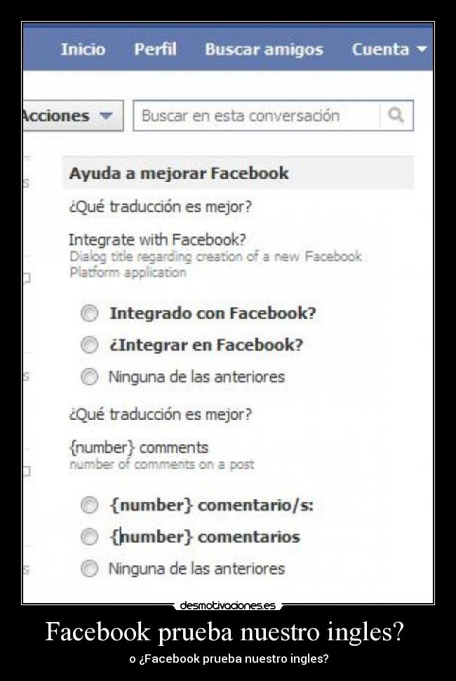 Facebook prueba nuestro ingles? - o ¿Facebook prueba nuestro ingles?