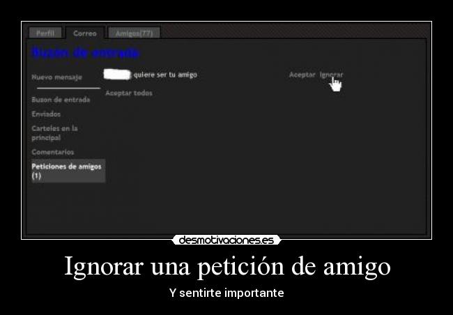 Ignorar una petición de amigo -