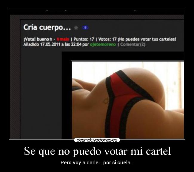 Se que no puedo votar mi cartel - Pero voy a darle... por si cuela...