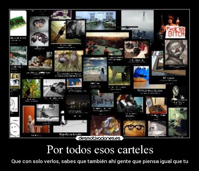 Por todos esos carteles - Que con solo verlos, sabes que también ahí gente que piensa igual que tu