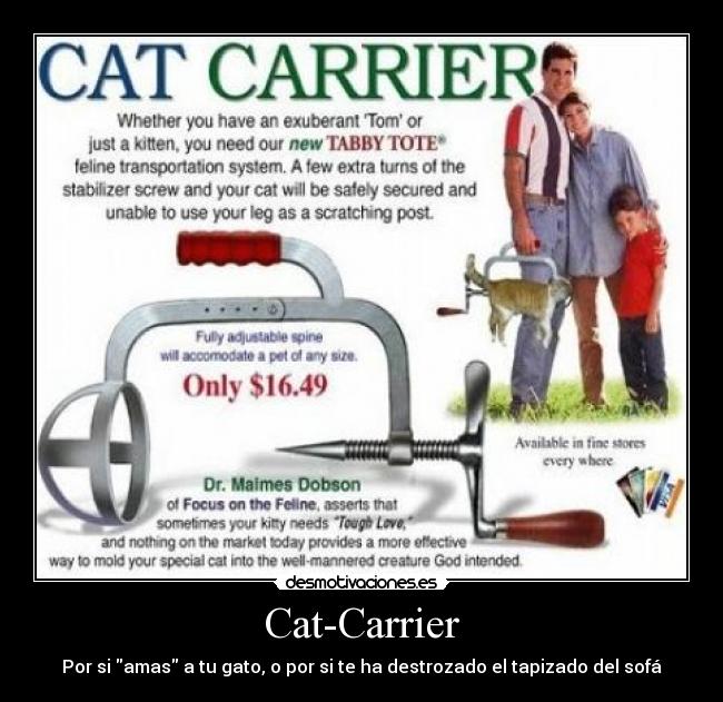 Cat-Carrier - Por si amas a tu gato, o por si te ha destrozado el tapizado del sofá