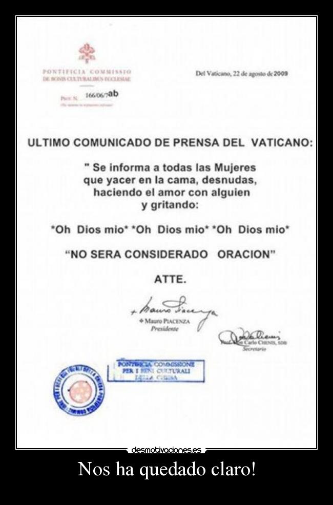 Nos ha quedado claro! - 