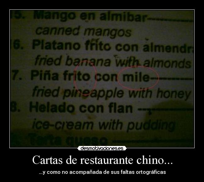 Cartas de restaurante chino... - 