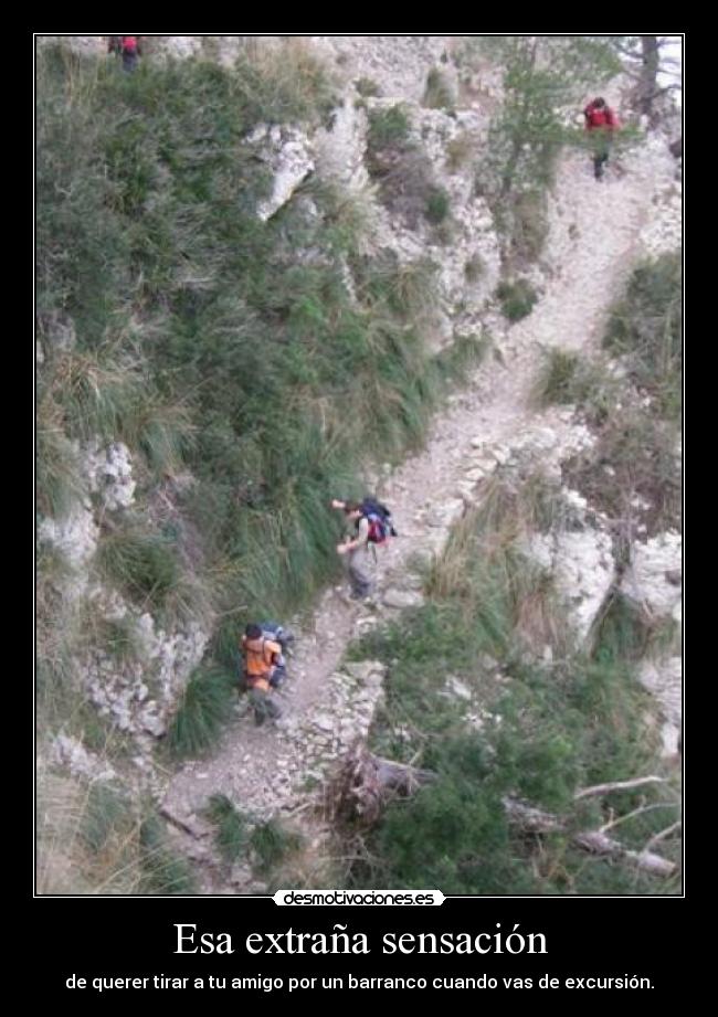 Esa extraña sensación - de querer tirar a tu amigo por un barranco cuando vas de excursión.