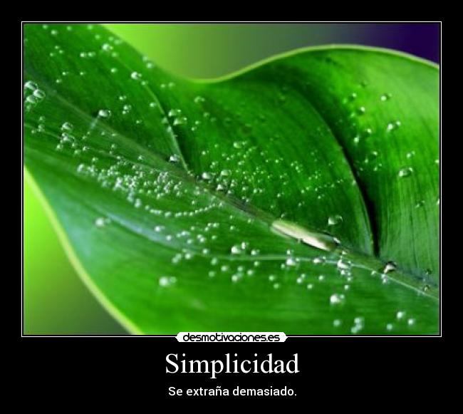 Simplicidad - Se extraña demasiado.