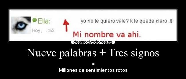 Nueve palabras + Tres signos -