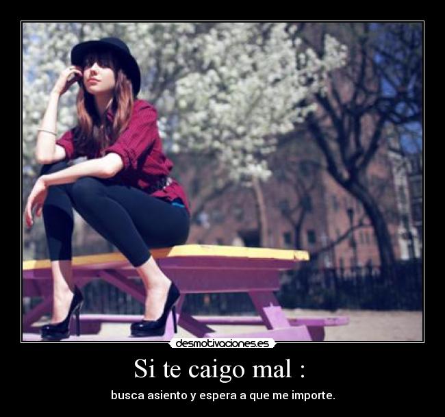 Si te caigo mal : - busca asiento y espera a que me importe.