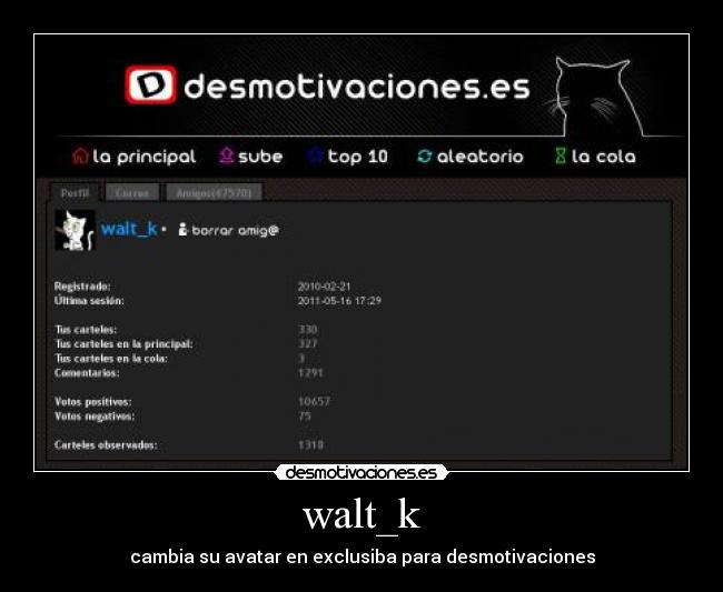 walt_k - cambia su avatar en exclusiba para desmotivaciones