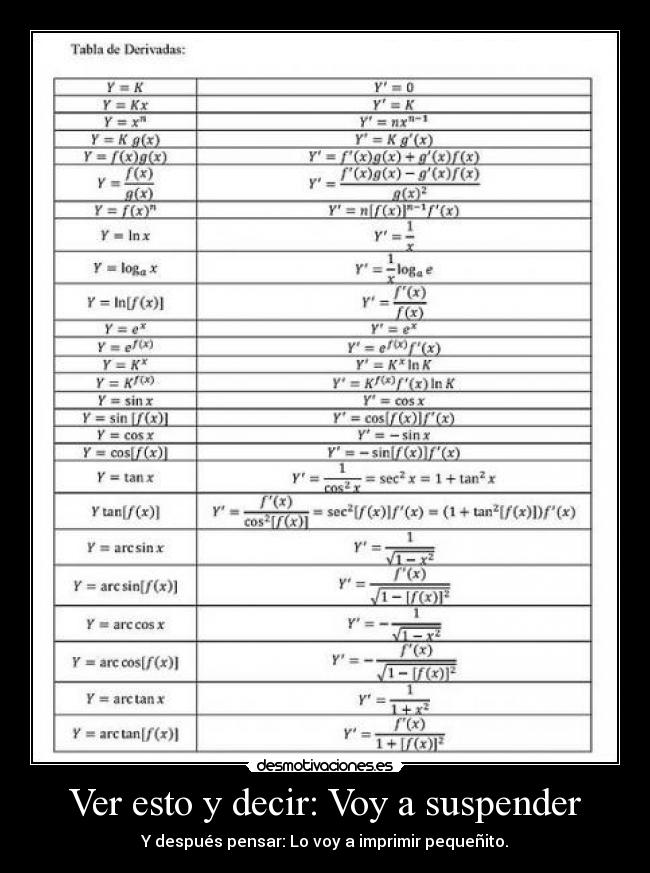 Ver esto y decir: Voy a suspender - Y después pensar: Lo voy a imprimir pequeñito.