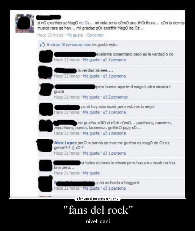 fans del rock - nivel: cani