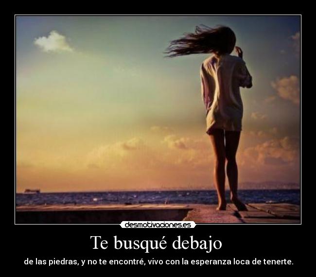 Te busqué debajo - de las piedras, y no te encontré, vivo con la esperanza loca de tenerte.