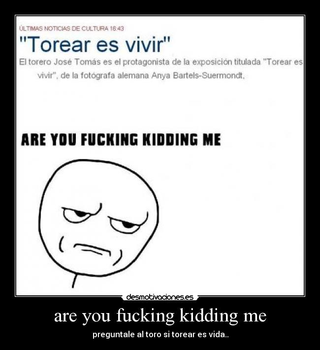 are you fucking kidding me - preguntale al toro si torear es vida..