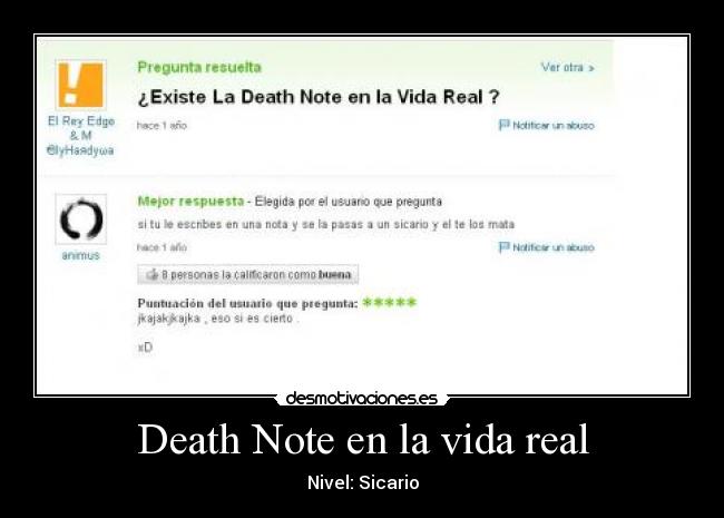 Death Note en la vida real - Nivel: Sicario