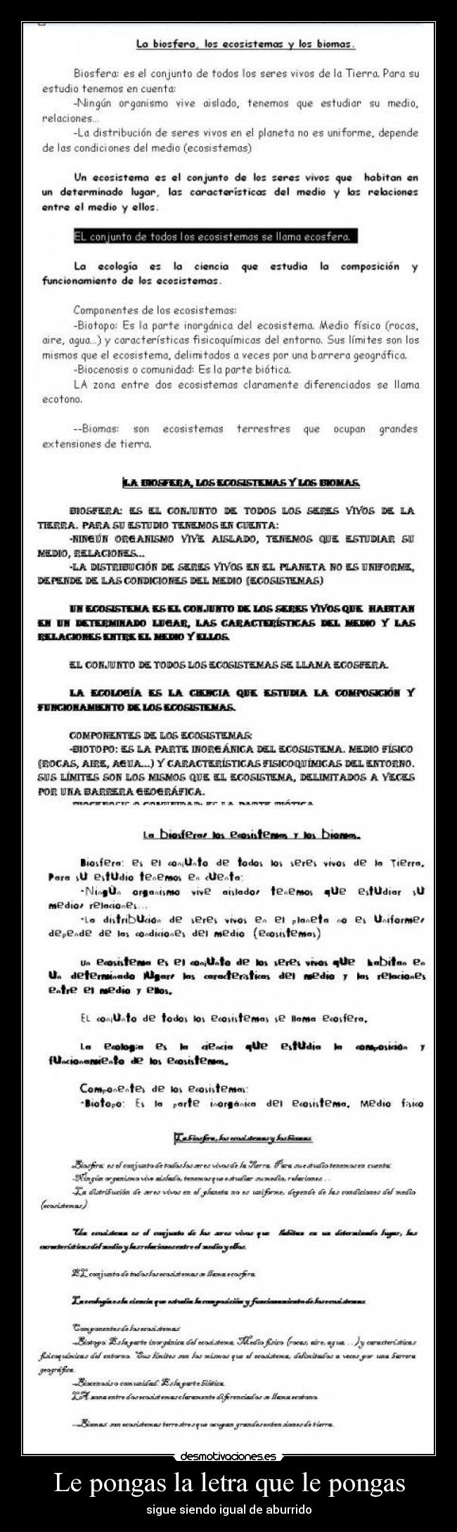 Le pongas la letra que le pongas - sigue siendo igual de aburrido