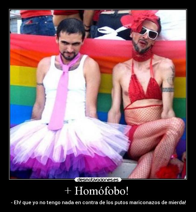 + Homófobo! - - Eh! que yo no tengo nada en contra de los putos mariconazos de mierda!