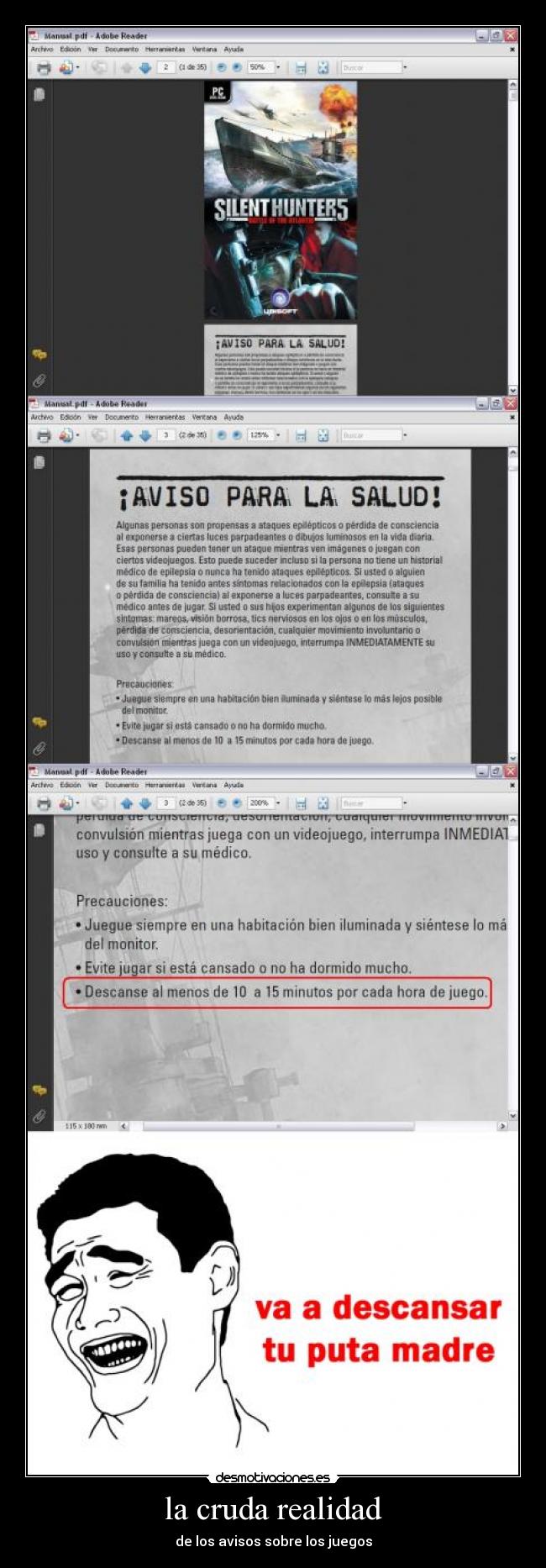 la cruda realidad - de los avisos sobre los juegos