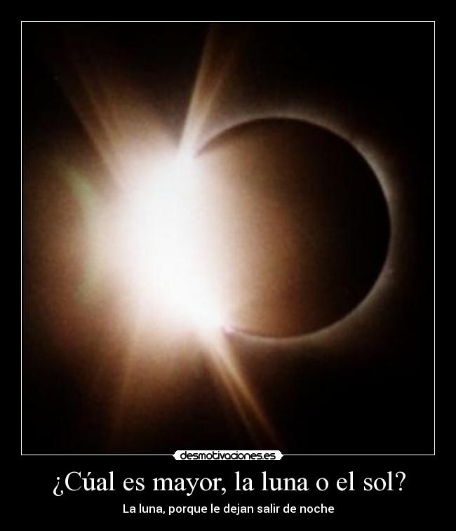 ¿Cúal es mayor, la luna o el sol? - 