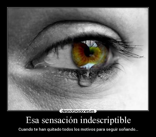 Esa sensación indescriptible - Cuando te han quitado todos los motivos para seguir soñando...