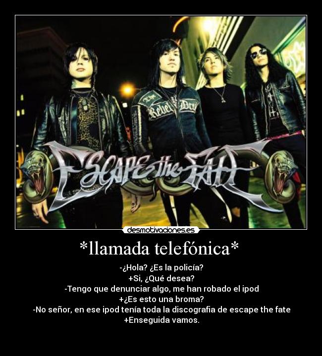 carteles escape the fate policia ipod denuncia musica desmotivaciones