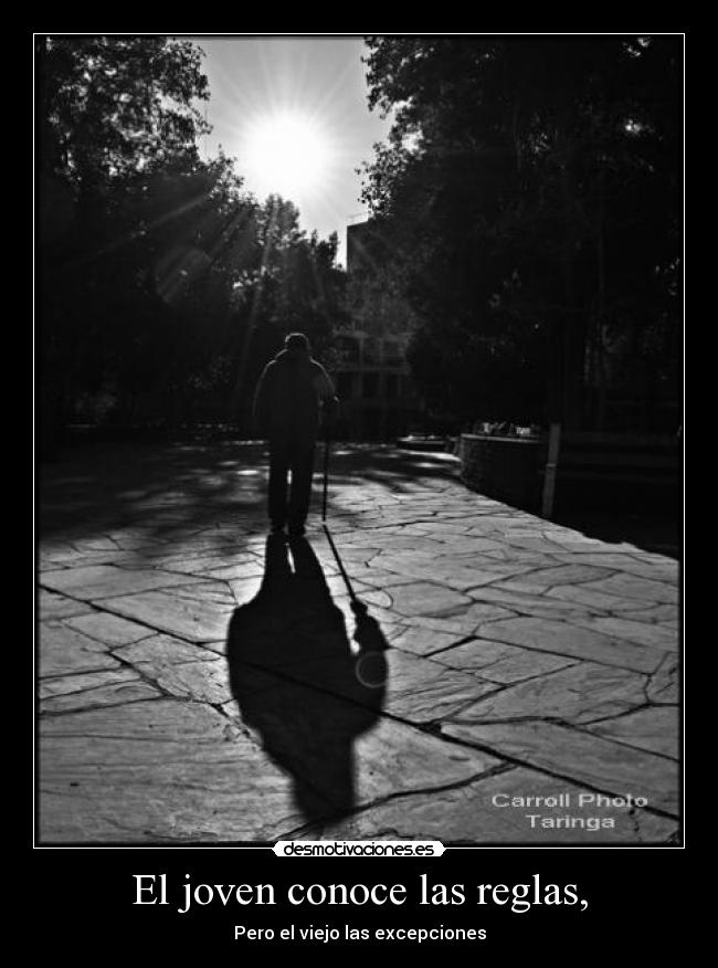 El joven conoce las reglas, - Pero el viejo las excepciones