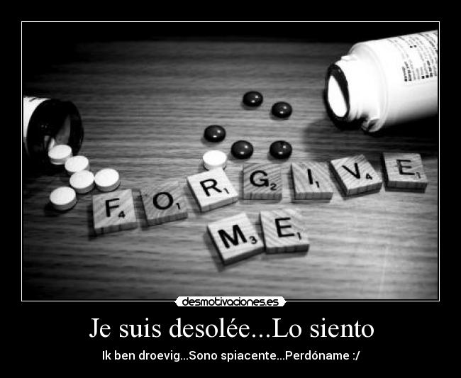 Je suis desolée...Lo siento - Ik ben droevig...Sono spiacente...Perdóname :/