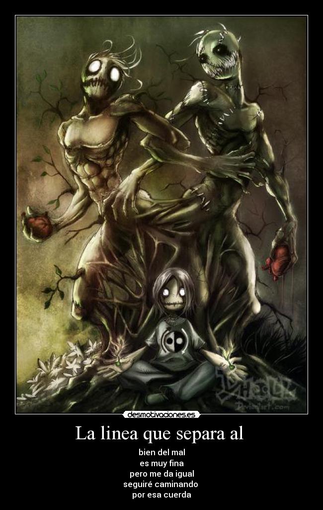 carteles linea que separa bien del mal desmotivaciones