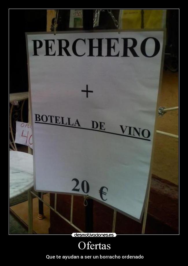 carteles oferta vino perchero desmotivaciones