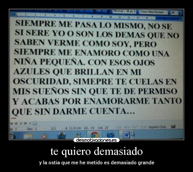 te quiero demasiado -