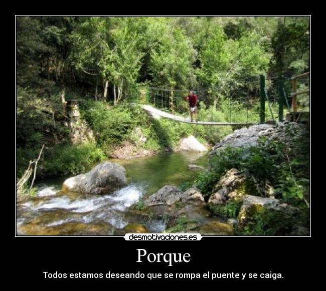 Porque - Todos estamos deseando que se rompa el puente y se caiga.