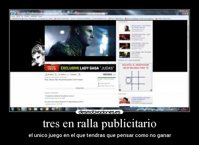 tres en ralla publicitario - el unico juego en el que tendras que pensar como no ganar