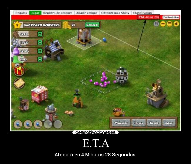 E.T.A - Atecará en 4 Minutos 28 Segundos.