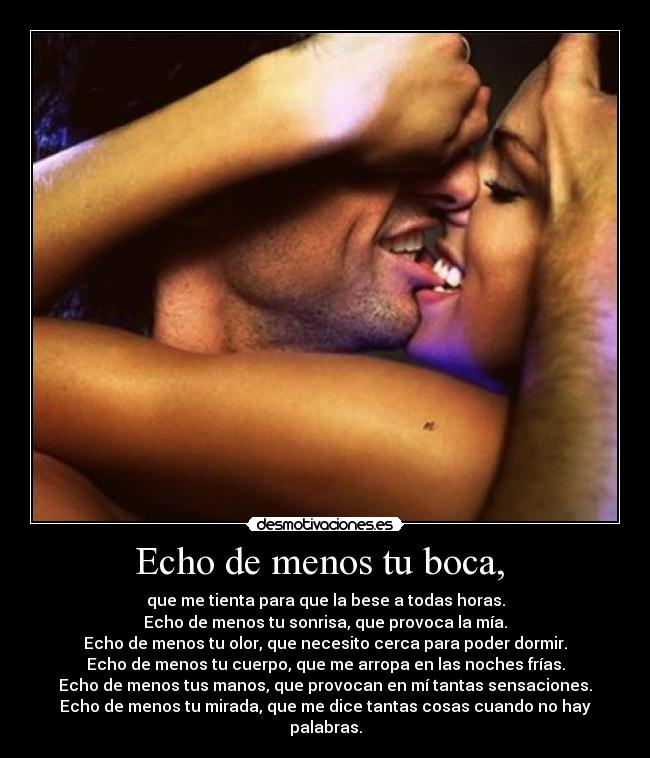 carteles echo menos boca beso manos cuerpo olor mirada sonrisa dormir cerca desmotivaciones