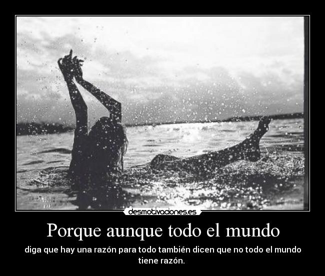 Porque aunque todo el mundo - diga que hay una razón para todo también dicen que no todo el mundo tiene razón.