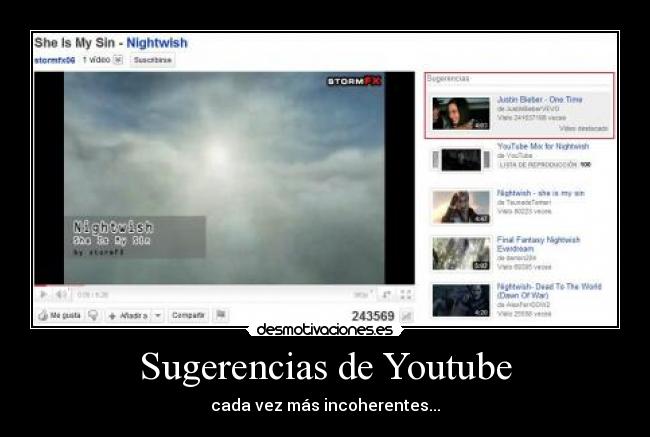 Sugerencias de Youtube - 