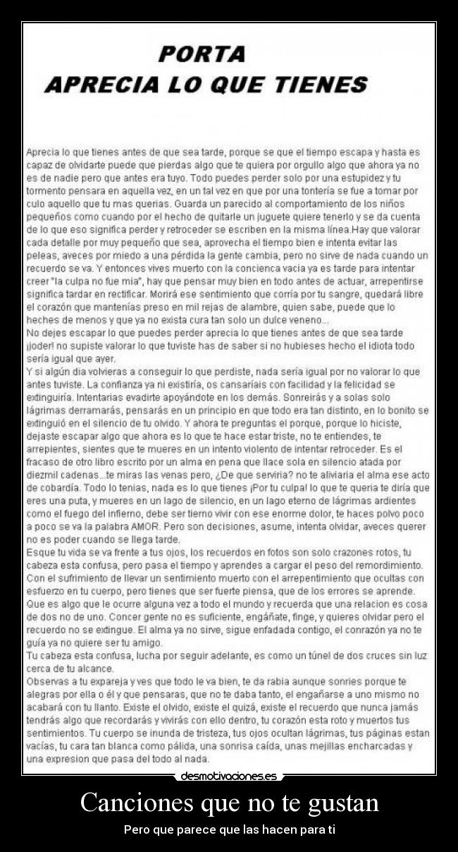 Canciones que no te gustan - Pero que parece que las hacen para ti