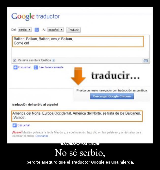 No sé serbio, - 