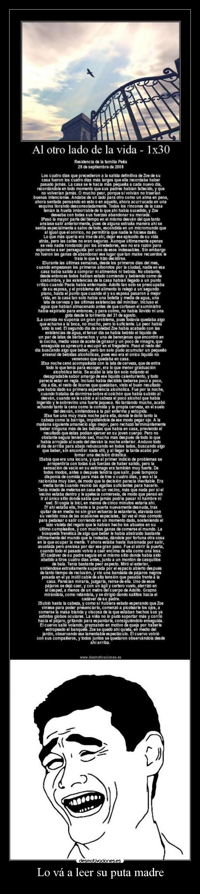 Lo vá a leer su puta madre -