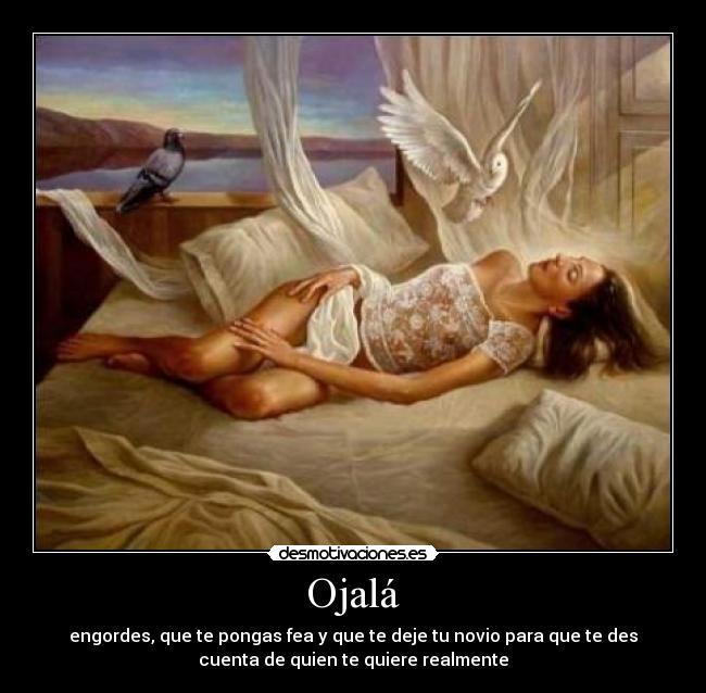 Ojalá - engordes, que te pongas fea y que te deje tu novio para que te des
cuenta de quien te quiere realmente