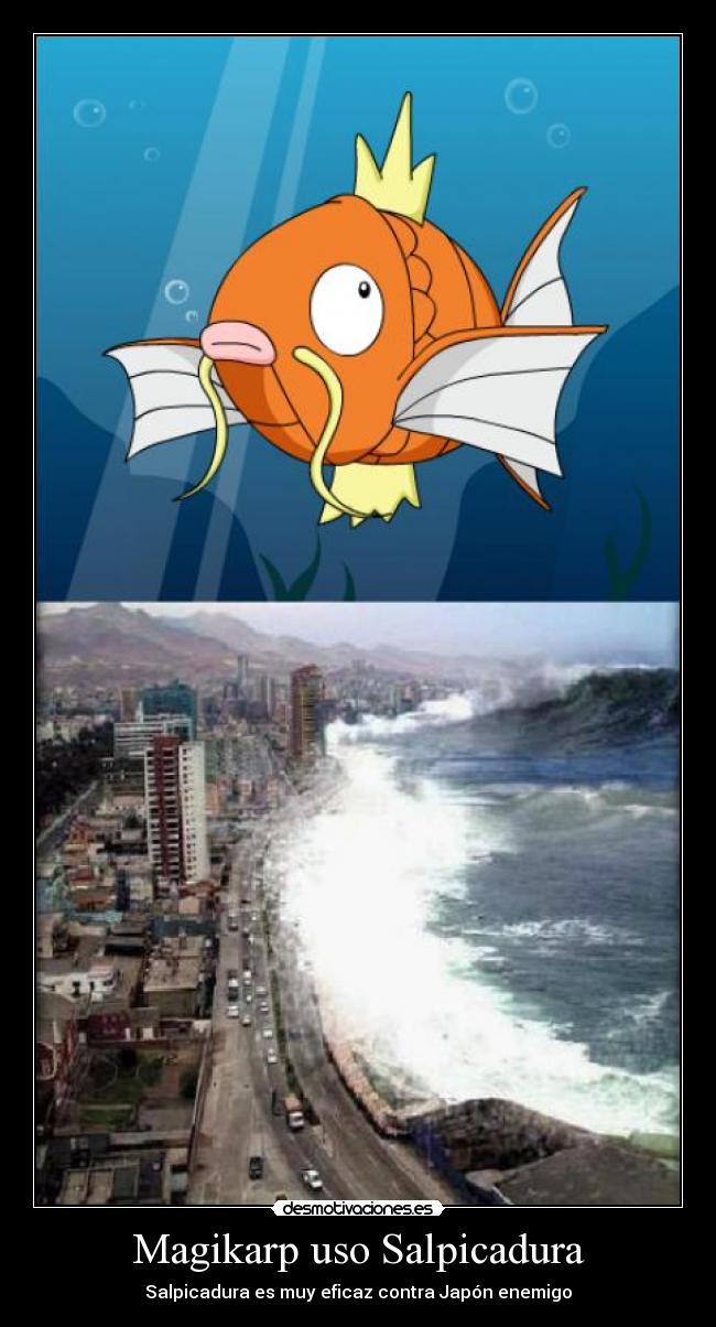 Magikarp uso Salpicadura - Salpicadura es muy eficaz contra Japón enemigo