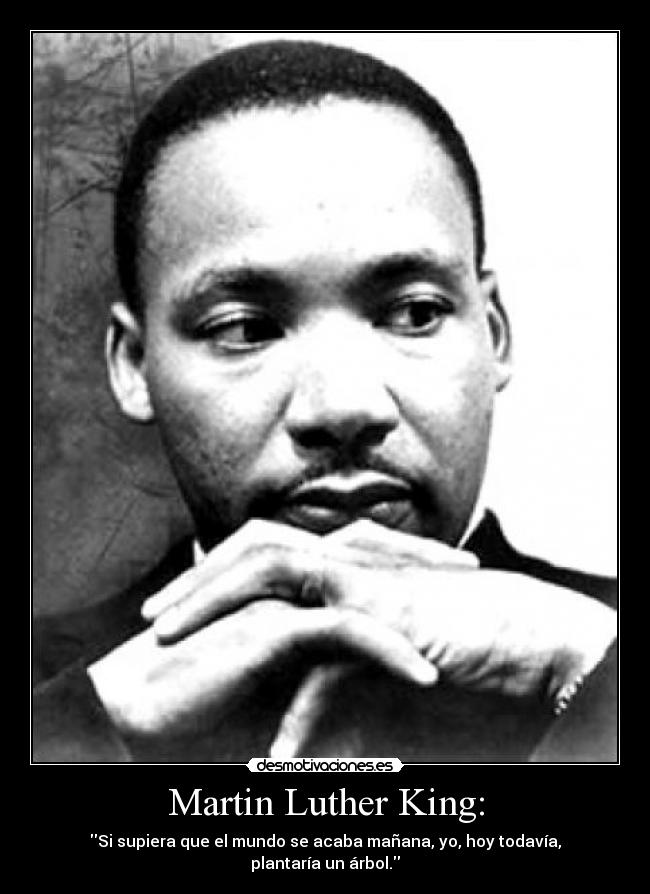 Martin Luther King: - Si supiera que el mundo se acaba mañana, yo, hoy todavía, plantaría un árbol.