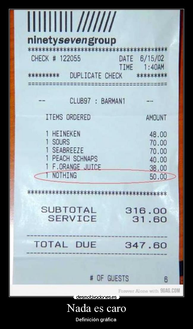 Nada es caro - Definición gráfica 