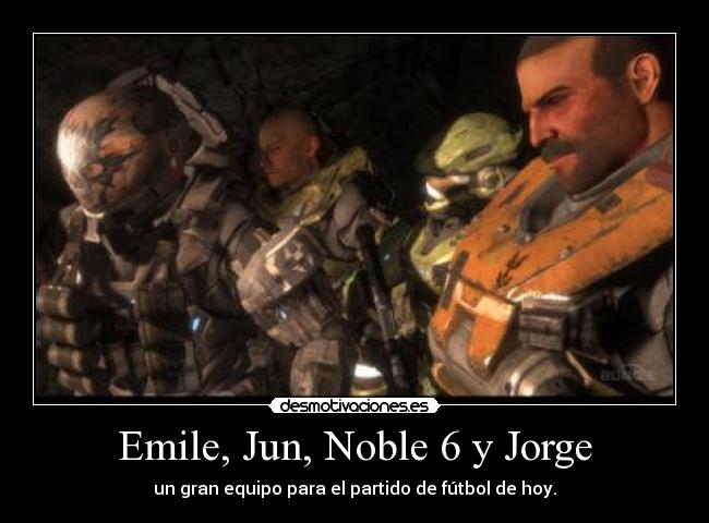 Emile, Jun, Noble 6 y Jorge - un gran equipo para el partido de fútbol de hoy.