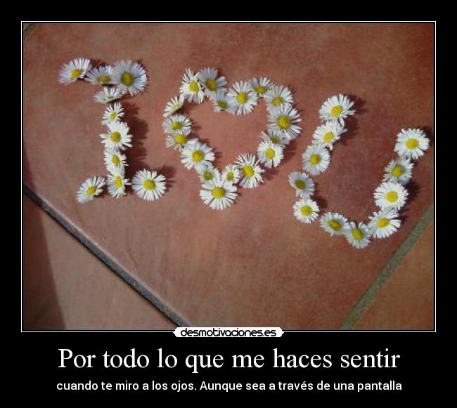 Por todo lo que me haces sentir - cuando te miro a los ojos. Aunque sea a través de una pantalla