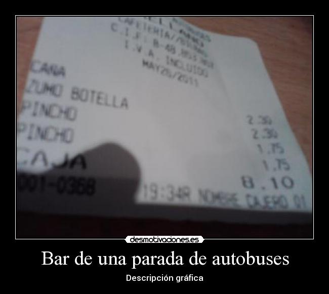 Bar de una parada de autobuses - Descripción gráfica