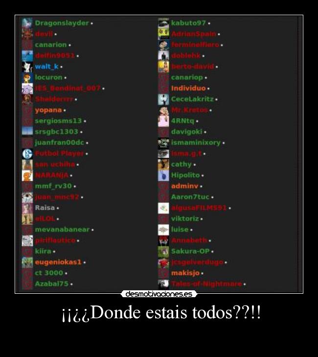 ¡¡¿¿Donde estais todos??!! -