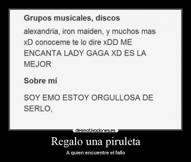 Regalo una piruleta - A quien encuentre el fallo