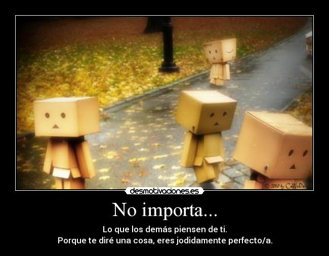 No importa... - Lo que los demás piensen de ti.
Porque te diré una cosa, eres jodidamente perfecto/a.